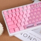 Pink Flower Gradient 94+114 PBT Dye-subbed PC Crystal Semitransparent Backlit Cool Keycaps Set Screen Printing for Cherry MX Keyboard